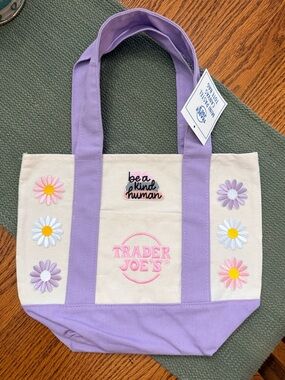 Lavender & Cream 'Be a Kind Human' Daisy Trader Joe’s Mini Tote Bag
